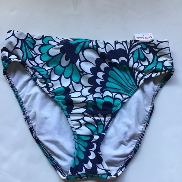 Pursuit bikini bottom NWT, sz 10, blue/teal/white - Picture 1 of 6